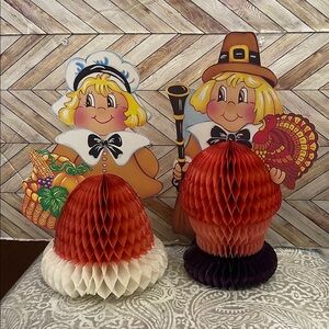 Vintage 1990 Paper‎ Fantasies Thanksgiving Holiday Decor Honeycomb Centerpieces